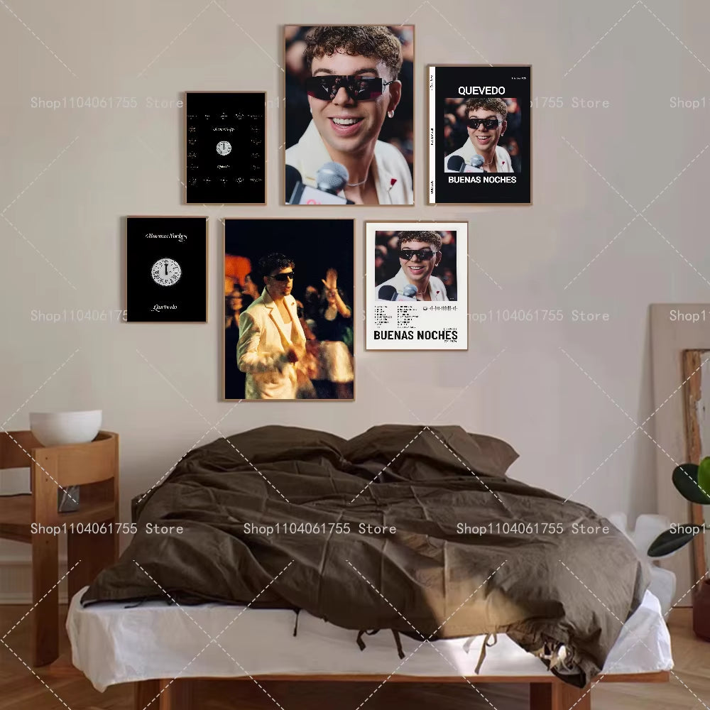 1PC New Album Buenas Noches Quevedo Poster Self-Adhesive Art Waterproof Paper Sticker Coffee House Bar Room Wall Decor