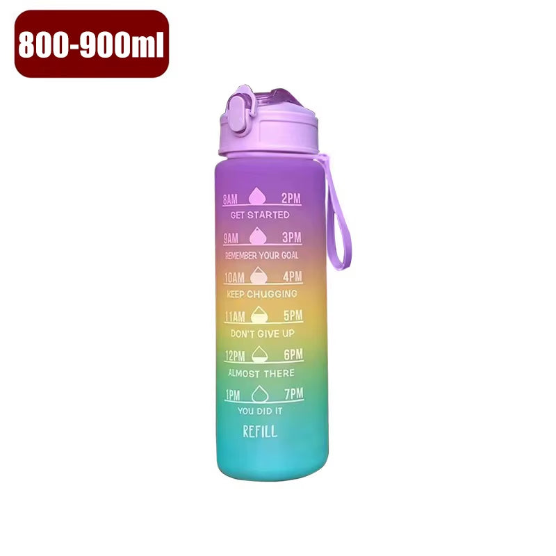 900Ml Drink Water Bottle Motivational Sports Water Bottle with Time Marker Leak-Proof Cup for Outdoor Sport Fitness BPA Free