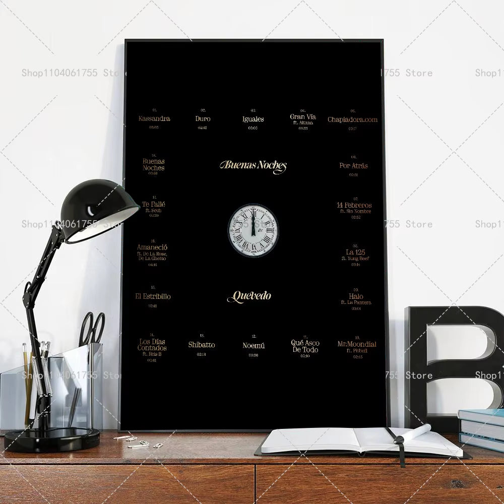 1PC New Album Buenas Noches Quevedo Poster Self-Adhesive Art Waterproof Paper Sticker Coffee House Bar Room Wall Decor