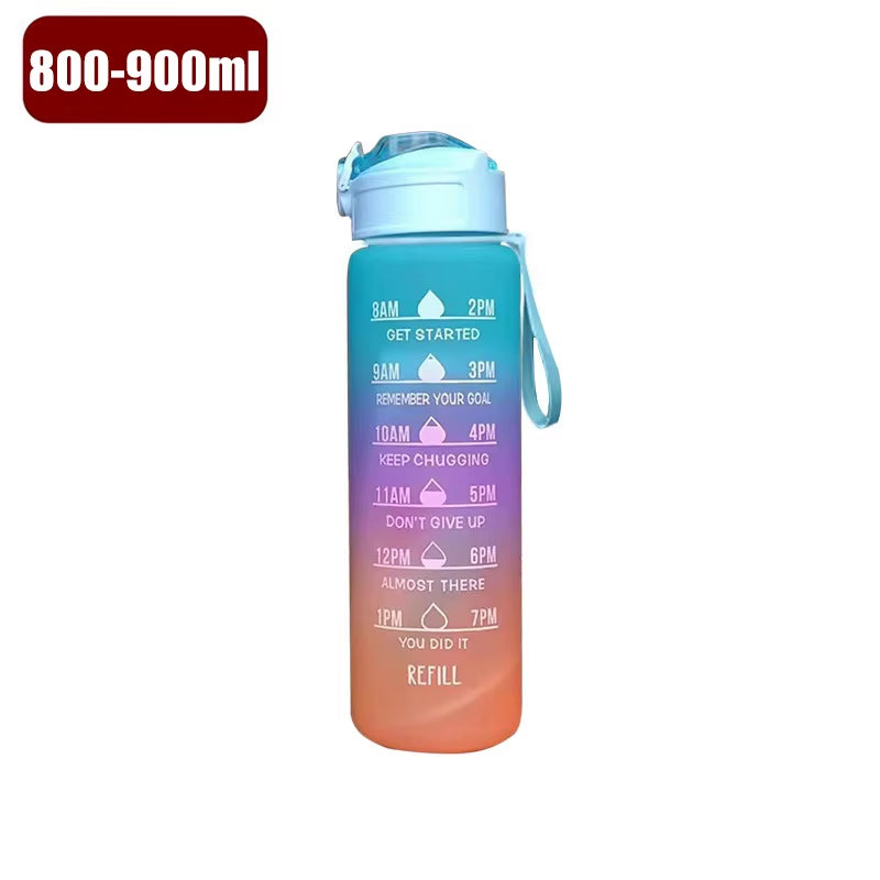 900Ml Drink Water Bottle Motivational Sports Water Bottle with Time Marker Leak-Proof Cup for Outdoor Sport Fitness BPA Free