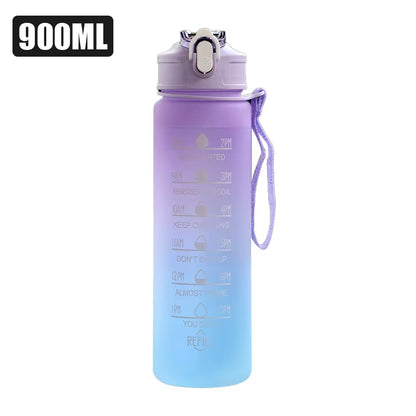 900Ml Drink Water Bottle Motivational Sports Water Bottle with Time Marker Leak-Proof Cup for Outdoor Sport Fitness BPA Free