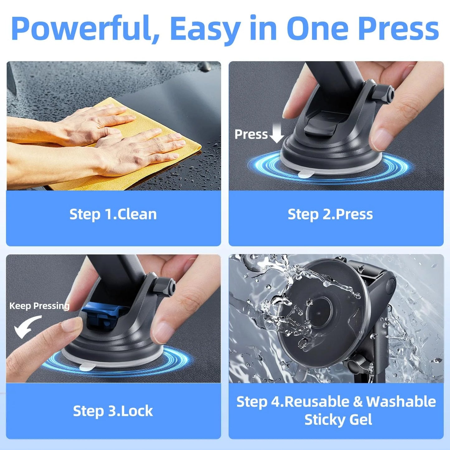 Universal Car Phone Holder Upgraded 360° Rotatable for Dashboard, Windshield & Air Vent Mount for 4.0"-7.0" Phones (Iphone, Google Pixel, Samsung Galaxy, Motorola,Etc)