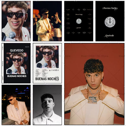 1PC New Album Buenas Noches Quevedo Poster Self-Adhesive Art Waterproof Paper Sticker Coffee House Bar Room Wall Decor