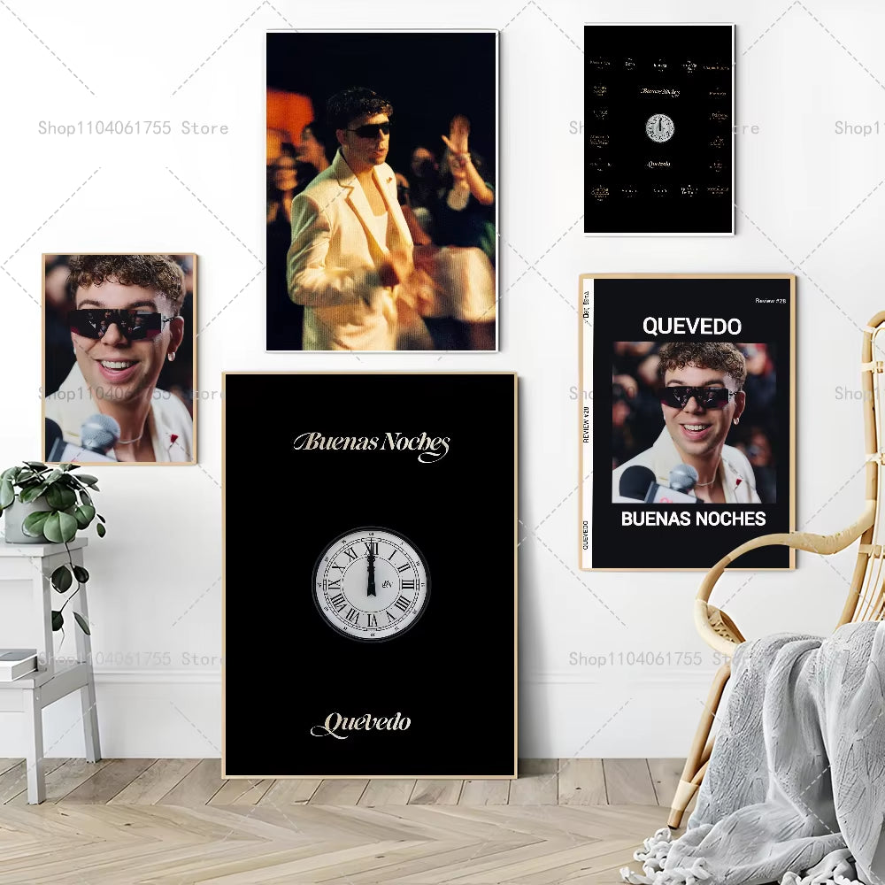 1PC New Album Buenas Noches Quevedo Poster Self-Adhesive Art Waterproof Paper Sticker Coffee House Bar Room Wall Decor