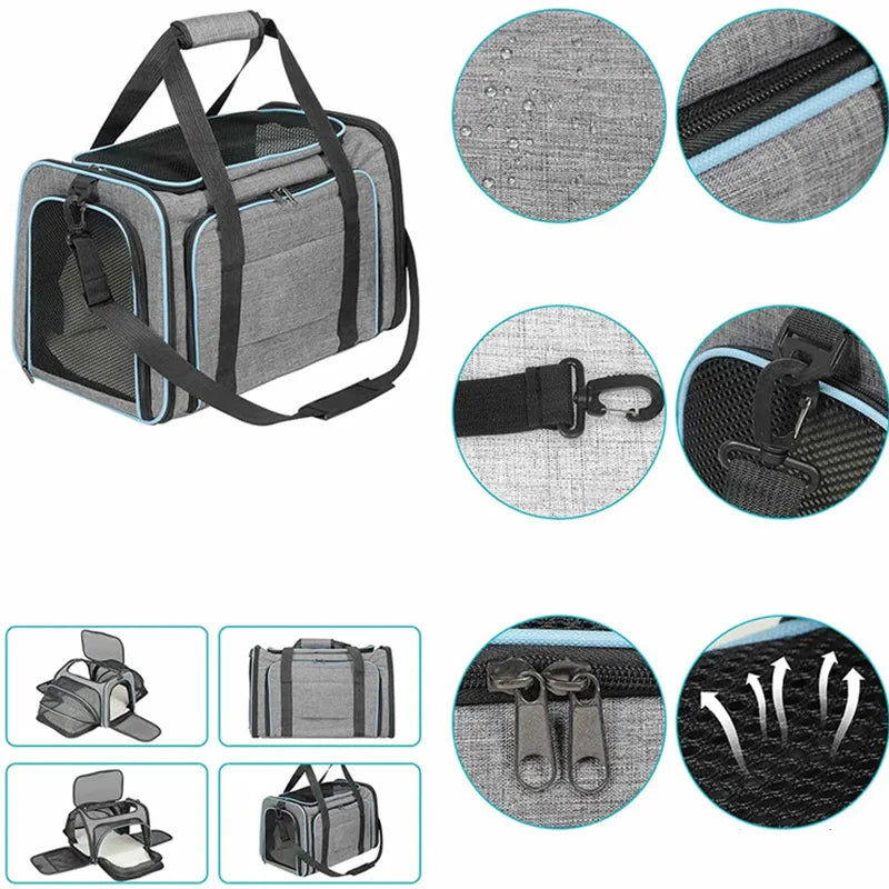 Pet Carrier Bag Foldable Small Dog Charter Carrying Cat Out Bag Expansion Pet Bag Mesh Breathable Expansion Foldable Handheld C