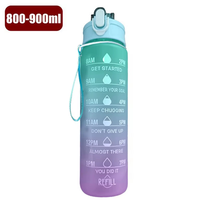 900Ml Drink Water Bottle Motivational Sports Water Bottle with Time Marker Leak-Proof Cup for Outdoor Sport Fitness BPA Free