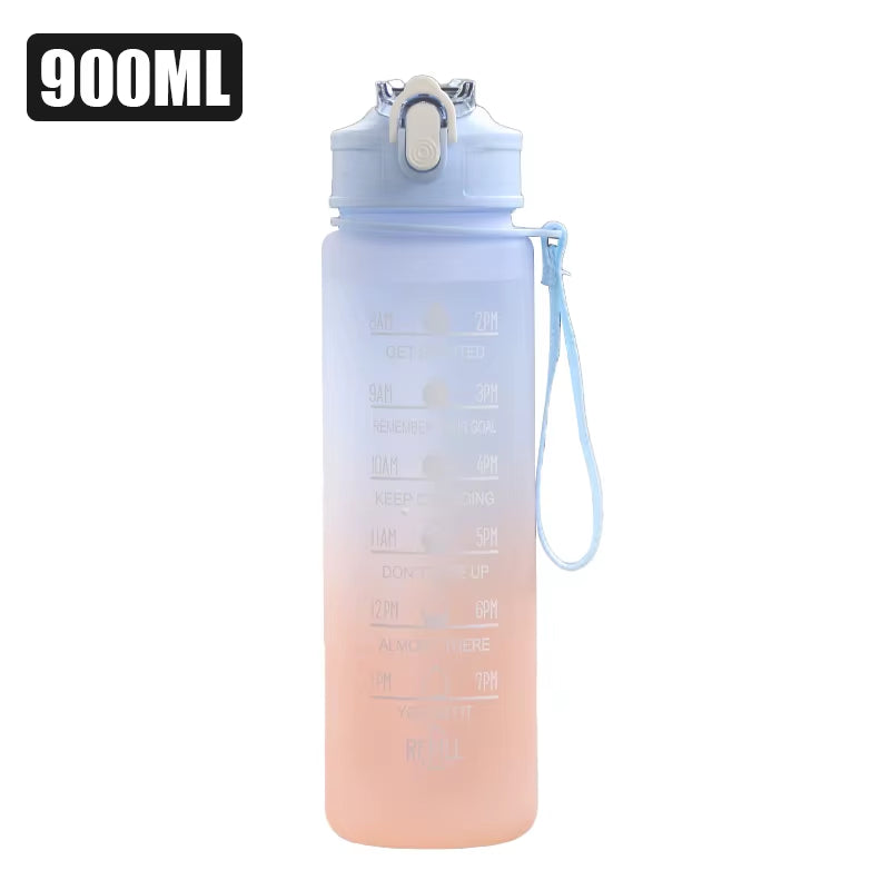 900Ml Drink Water Bottle Motivational Sports Water Bottle with Time Marker Leak-Proof Cup for Outdoor Sport Fitness BPA Free
