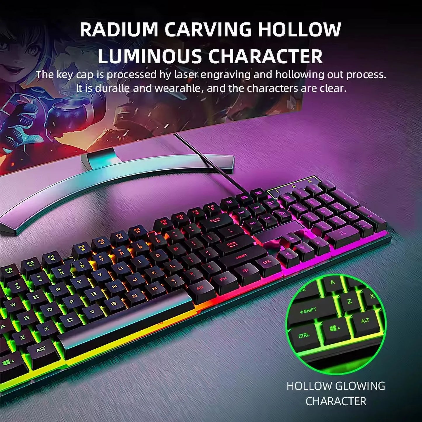 Wired Gaming Keyboard with RGB Backlight, Black