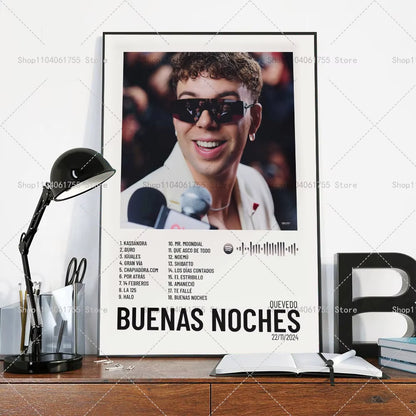 1PC New Album Buenas Noches Quevedo Poster Self-Adhesive Art Waterproof Paper Sticker Coffee House Bar Room Wall Decor