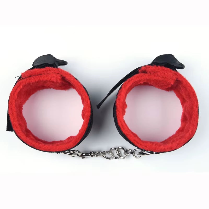 44Cm PU Leather Whip Flogger Plush Nylon Plush Sex Handcuffs Bondage Slave Exotic Accessories Toys for Couples Adults Games