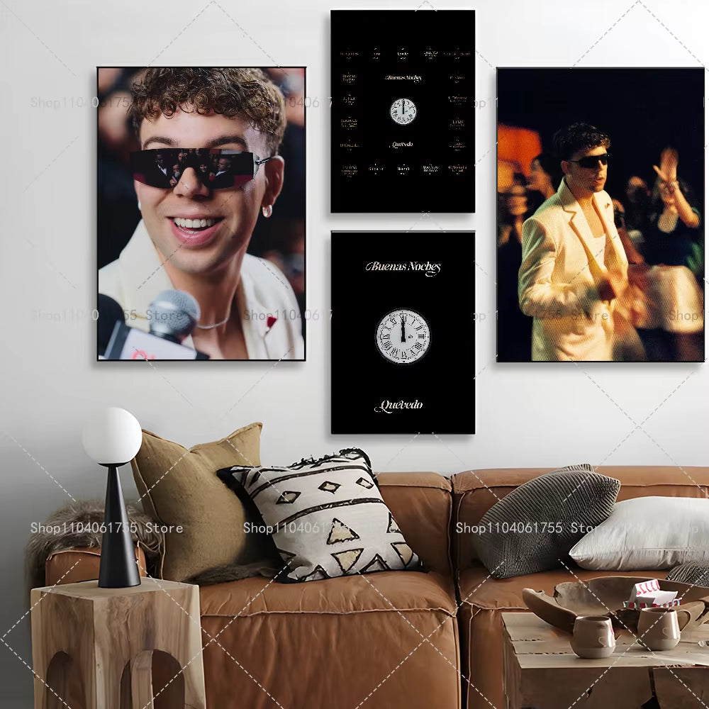 1PC New Album Buenas Noches Quevedo Poster Self-Adhesive Art Waterproof Paper Sticker Coffee House Bar Room Wall Decor