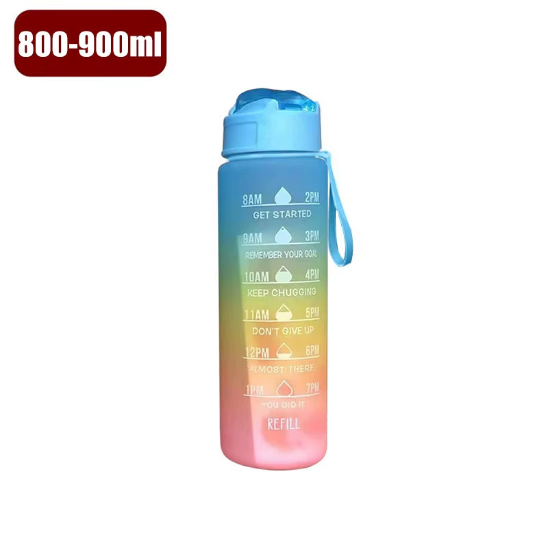 900Ml Drink Water Bottle Motivational Sports Water Bottle with Time Marker Leak-Proof Cup for Outdoor Sport Fitness BPA Free